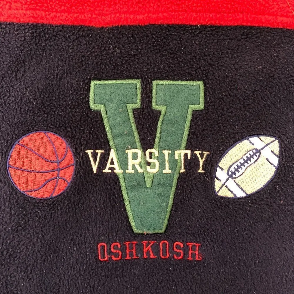 Vintage OshKosh B’Gosh Boy's Size 4T Fleece Hoodie Sweatshirt Varsity Sports